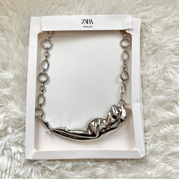 Zara Silver Metal Torso Chain Link Necklace - Picture 8 of 15